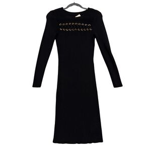 Elegant Black Long Sleeve Fitted Dress